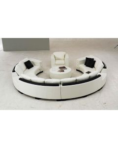 Canapé d'angle design rond RENO + Fauteuil + Table